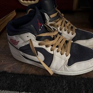 AIR JORDAN 1 MID OLYMPIC 2012 OBSIDIAN/GYM RD-WHITE-MTLLC GLD 364770 400